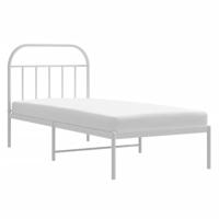 Bedframe met hoofdbord metaal wit 90x190 cm - thumbnail