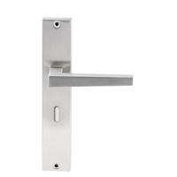 Hardbrass Deurkruk Seoul op rechthoekig langschild sleutelgat 56mm - RVS - thumbnail