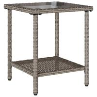 Tuinbank met tafel en kussens L-vormig poly rattan grijs - thumbnail