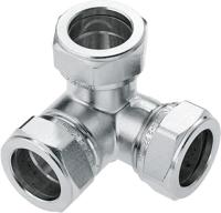 Bonfix knelkoppeling - Hoek T-koppeling - 15mm x 15mm x 15mm - Vertint Messing - thumbnail