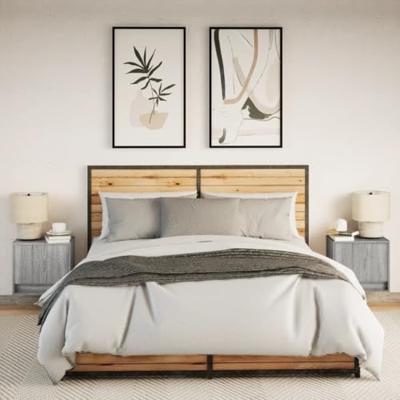 Nachtkastjes met LED's 2 st wandgemonteerd grijs sonoma eiken