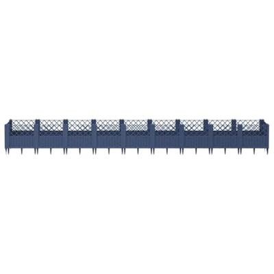VidaXL Plantenbak met pinnen 363,5x43,5x43,5 cm polypropeen grijs