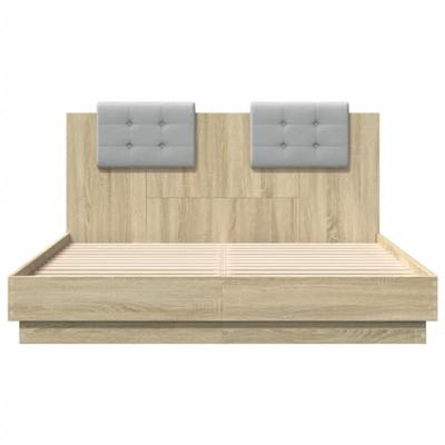 Bedframe met hoofdbord en LED sonoma eikenkleurig 120x200 cm