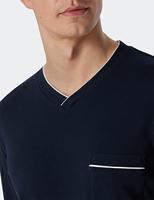 Schiesser heren nachthemd lange mouw katoen - Donkerblauw - thumbnail