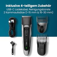 Clatronic HSM/R 3827 chrom-schwarz USB-C Baardtrimmer Zwart/zilver - thumbnail