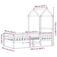 Bedframe met huisje massief grenenhout wasbruin 90x200 cm - thumbnail