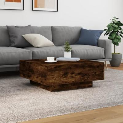 Salontafel 80x80x31 cm bewerkt hout gerookt eikenkleurig