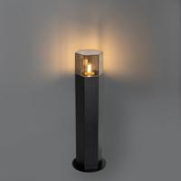QAZQA Staande buitenlamp zwart met smoke kap zeshoek 50 cm - Denmark - thumbnail