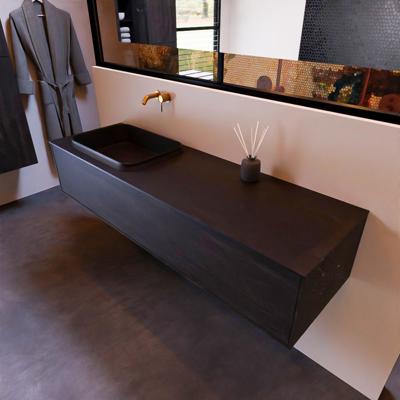 Badkamermeubelset Mondiaz Erin 150 cm met 1 Lade met RIDGE Wastafel Links Urban Zonder Kraangaten Greeploos Mat Dark Brown Badkamermeubelset Mondiaz Erin 150 cm met 1 Lade met RIDGE Wastafel Links Urban Zonder Kraangaten Greeploos Mat Dark Brown