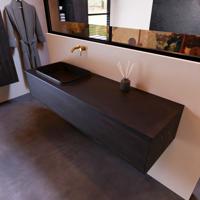 Badkamermeubelset Mondiaz Erin 150 cm met 1 Lade met RIDGE Wastafel Links Urban Zonder Kraangaten Greeploos Mat Dark Brown - thumbnail