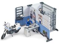 Bruder bworld politie bureau met politie motor - thumbnail