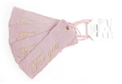 For You papertag 3,7 x 12cm roze 4 stuks