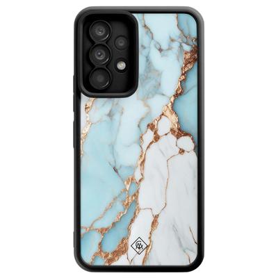Samsung Galaxy A52(s) zwarte case - Marmer lichtblauw Samsung Galaxy A52(s) zwarte case - Marmer lichtblauw