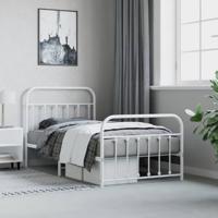 Bedframe met hoofd- en voeteneinde metaal wit 100x190 cm - thumbnail