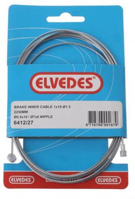 Elvedes Rem binnenkabel 2250mm draads/verzinkt ø1,5mm weinmann en koppeling-nippel (op kaart)