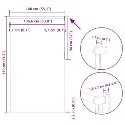 Rolgordijn verduisterend 140x130 cm stofbreedte 136,6 cm wit