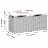 Tuinbank met kussen 110x40x44 cm poly rattan grijs - thumbnail