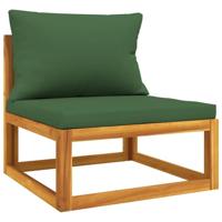 Tuinmiddenbank met kussens massief acaciahout groen - thumbnail