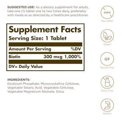 Solgar Biotine 300 mcg Tabletten Solgar Biotine 300 mcg Tabletten