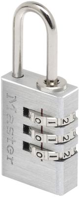 Masterlock 20mm - solid aluminium body with brushed metal finish - 21mm chrome pl - 7620EURD