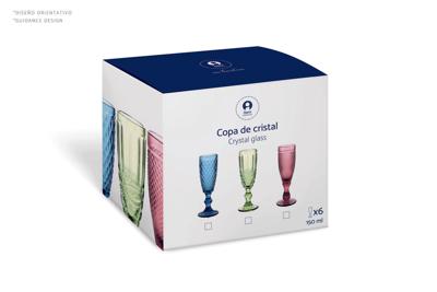 Glazenset Home ESPRIT Amber Kristal Met reliëf 240 ml (6 Stuks)