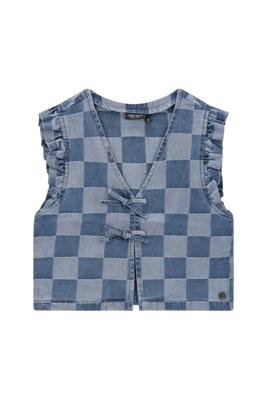 Like Flo winter gilet meisjes - blauw - Dia - nep strik sluiting