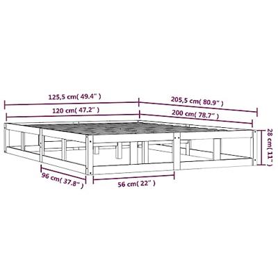 Bedframe massief hout wit 120x200 cm