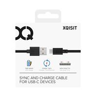 XQISIT oplaad- en synchronisatiekabel USB C 2.0 naar USB A 3, zwart - thumbnail