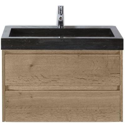 Dante Badmeubelset 80 cm - Natuur Eiken - Wastafel Hardsteen Wit Lucca