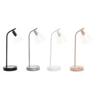 Bureaulamp DKD Home Decor 22 x 15 x 46 cm Kristal Zilverkleurig Zwart Grijs Roze Metaal Wit 220 V 40 W 25 W 4 Onderdelen - thumbnail