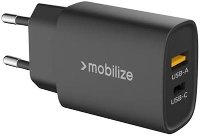 Mobilize Wall Charger USB-C + USB 25W with PD/PPS Black