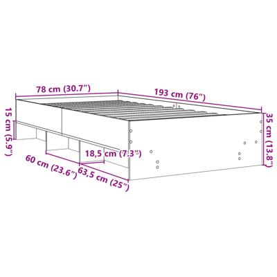 Bedframe zonder matras bewerkt hout bruin eikenkleur 120x190 cm