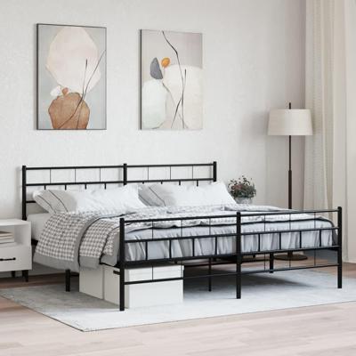 Bedframe met hoofd- en voeteneinde metaal zwart 200x200 cm Bedframe met hoofd- en voeteneinde metaal zwart 200x200 cm