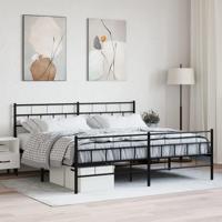 Bedframe met hoofd- en voeteneinde metaal zwart 200x200 cm - thumbnail