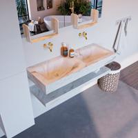 MONDIAZ ALAN-DLUX 120cm planchet Frappe. Vrijhangende wastafel CLOUD dubbel zonder kraangat, kleur Frappe. - thumbnail