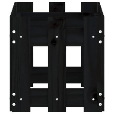 VidaXL Plantenbak met hekontwerp 60x30x30 cm massief grenenhout zwart