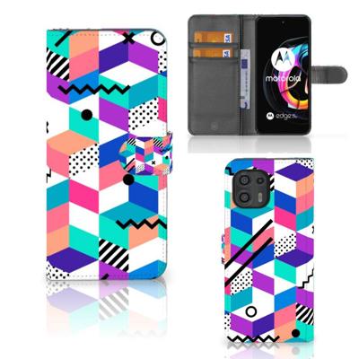 Motorola Edge 20 Lite | Book Case | Blokken Kleurrijk Motorola Edge 20 Lite | Book Case | Blokken Kleurrijk