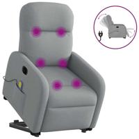 Sta-op-massagestoel elektrisch verstelbaar stof lichtgrijs - thumbnail