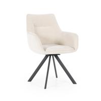 By-Boo Draaibare Eetkamerstoel 'Bliss' Met armleuning, kleur Beige - thumbnail