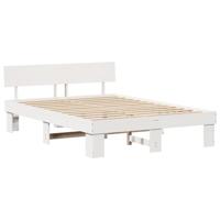 Bedframe met hoofdeinde Wit 150 x 200 cm Massief grenenhout - thumbnail