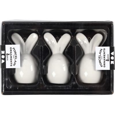 Creativ Company Konijn, h: 6,7 cm, d 3,6 cm, wit, 3 stuk/ 1 doos