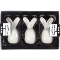 Creativ Company Konijn, h: 6,7 cm, d 3,6 cm, wit, 3 stuk/ 1 doos - thumbnail