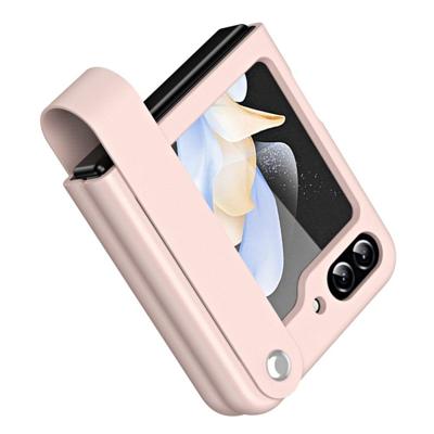 Lunso Samsung Galaxy Z Flip 7 FE / Flip6 Leren hoes met band - strap case - Roze
