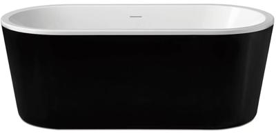 Saqu Moment vrijstaand bad met 2 ligzijdes 178x80cm glans zwart-wit acryl incl. afvoerplug chroom