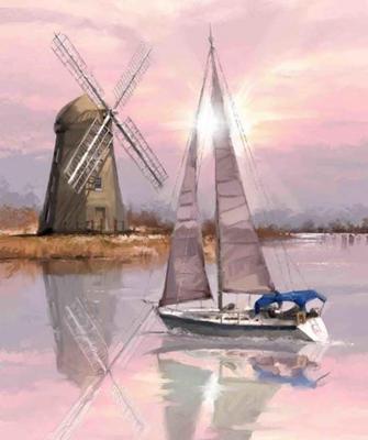 Toi-Toys Diamond painting - zeilboot met molen - 21x25 cm Toi-Toys Diamond painting - zeilboot met molen - 21x25 cm