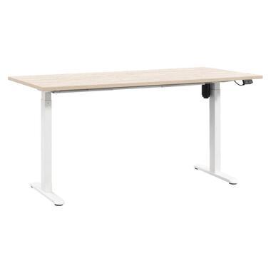 Bureau Homeworx zit/sta elektrisch verstelbaar - eikenkleur/wit - 75/118x160x80 cm