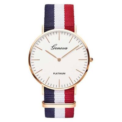 2 PC'S eenvoudige ultradunne grote Dial twee-pins kleur bijpassende nylon canvas riem quartz horloge (geel)