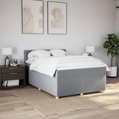Boxspring met matras stof lichtgrijs 140x190 cm