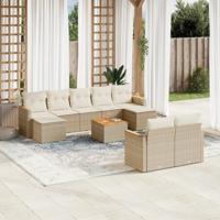 10-delige Loungeset met kussens poly rattan beige - thumbnail