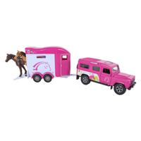 Kids Globe land rover met trailer 26cm - thumbnail